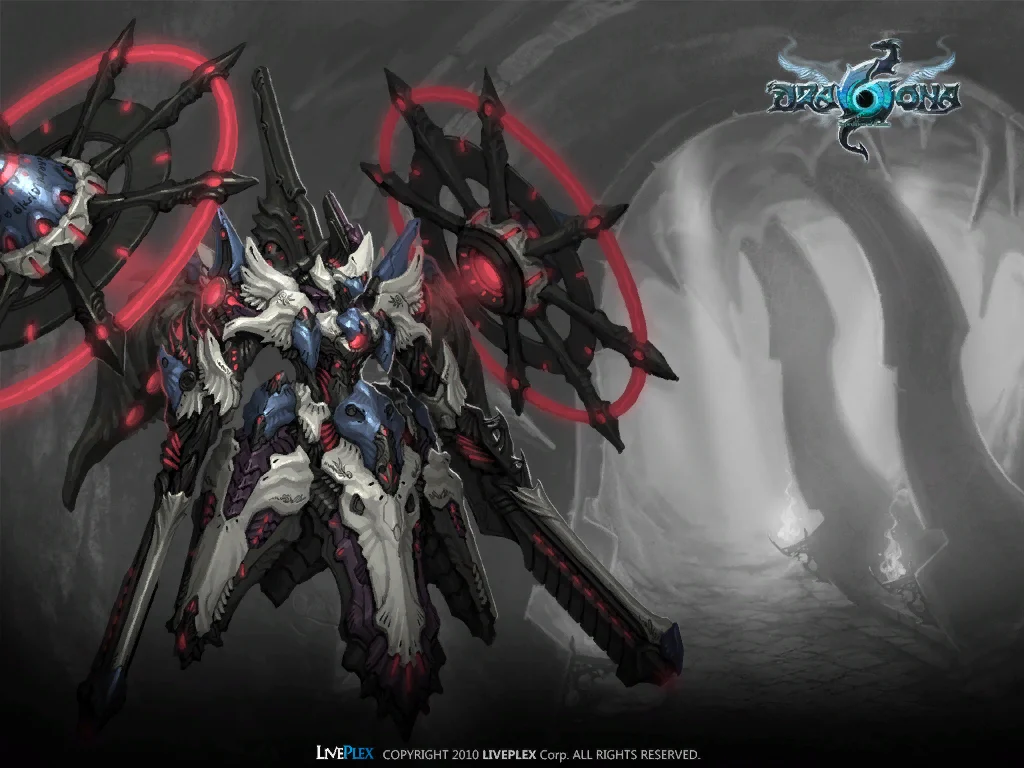 Dark mechanical dragon with red rings — official Dragona: Fireborne loading screen artwork