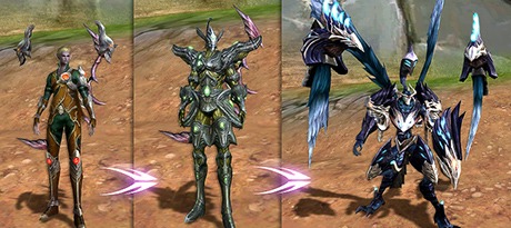 Ranger transformation stages: normal, partial and full dragon form