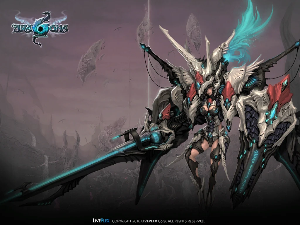 Heroine with a cyan-flamed dragon lance — official Dragona: Fireborne loading screen artwork